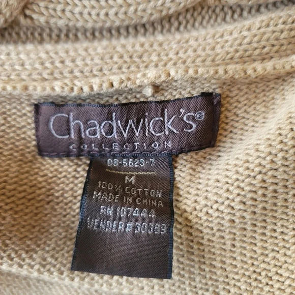 Chadwicks Cardigan Womens Beige Tan Single Button Sleeveless Knit Cover Top Sz M - Picture 7 of 11